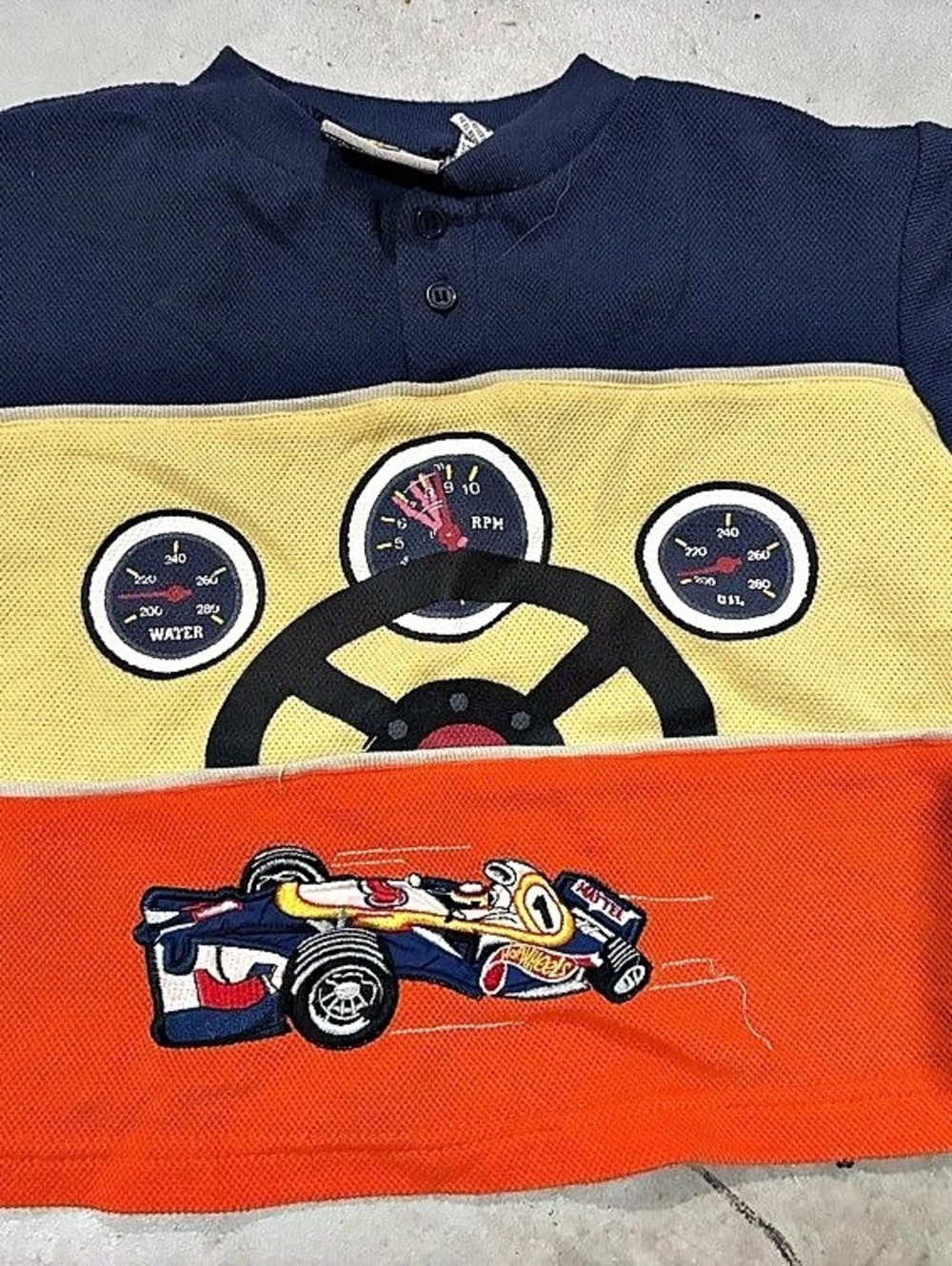 Vtg Hot Wheels Color Block Graphic Polo